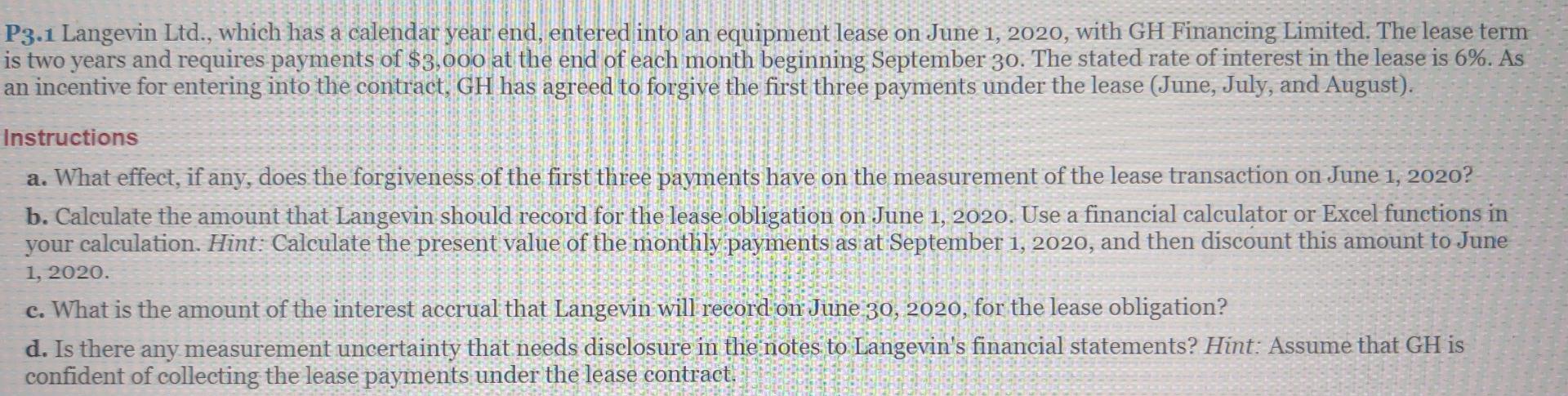 P3 1 Langevin Ltd Which Has A Calendar Year End Entered Into An Equipment Lease On June 1 2020 With Gh Financing Li 1