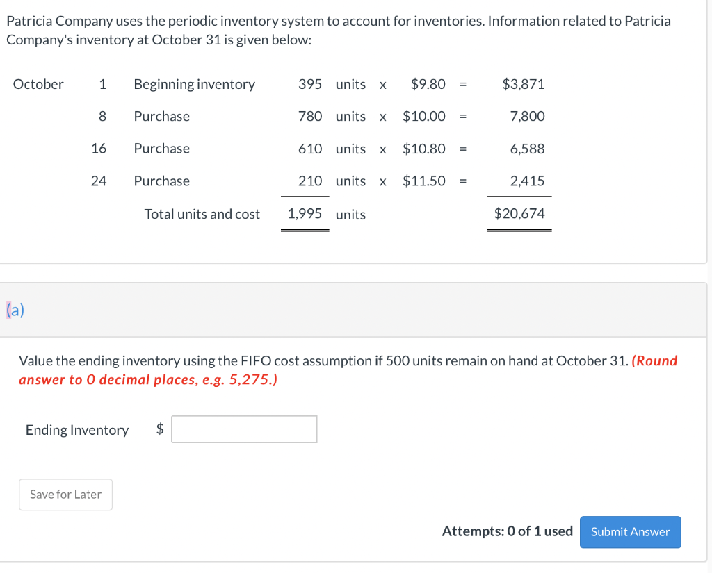 Patricia Company Uses The Periodic Inventory System To Account For Inventories Information Related To Patricia Company 1