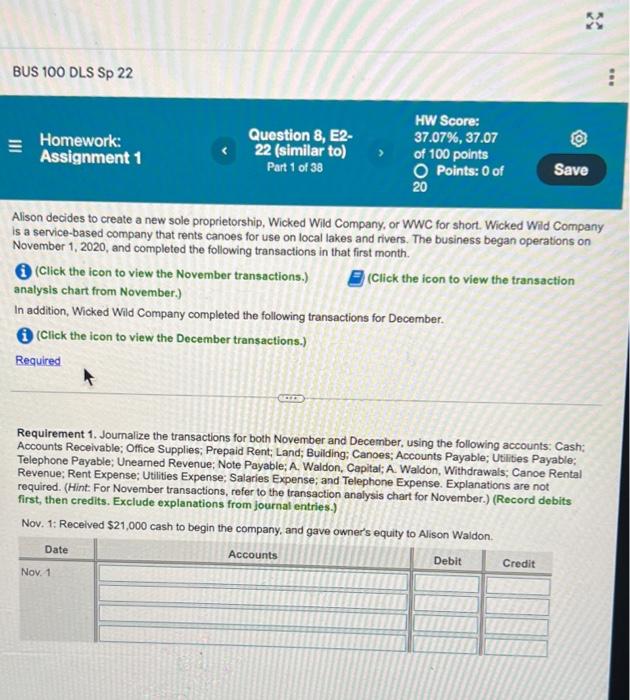 Bus 100 Dls Sp 22 Homework Assignment 1 Question 8 E2 22 Similar To Of 38 Hw Score 37 07 37 07 Of 100 Points O 1