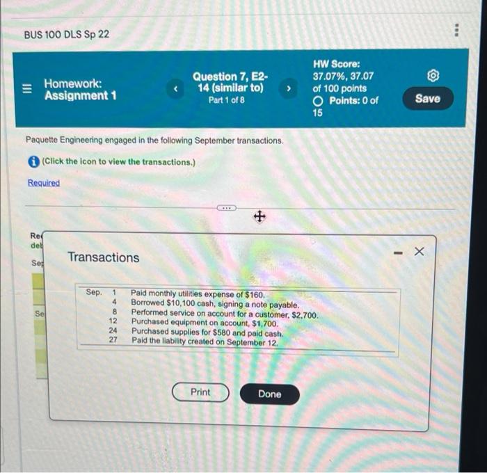 Bus 100 Dls Sp 22 Homework Assignment 1 Question 7 E2 14 Similar To Part 1 Of 8 Hw Score 37 07 37 07 Of 100 Po 1