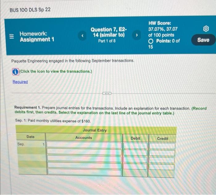Bus 100 Dls Sp 22 Homework Assignment 1 Question 7 E2 14 Similar To Part 1 Of 8 Hw Score 37 07 37 07 Of 100 Po 2