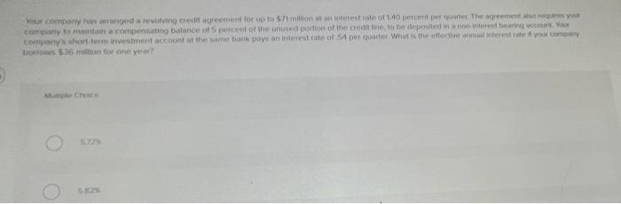 Your Company Has Chod A Revolving Credit Greement For Up To 5 Milion Ton Test Vote Of 140 Percent Per Thements Company T 1