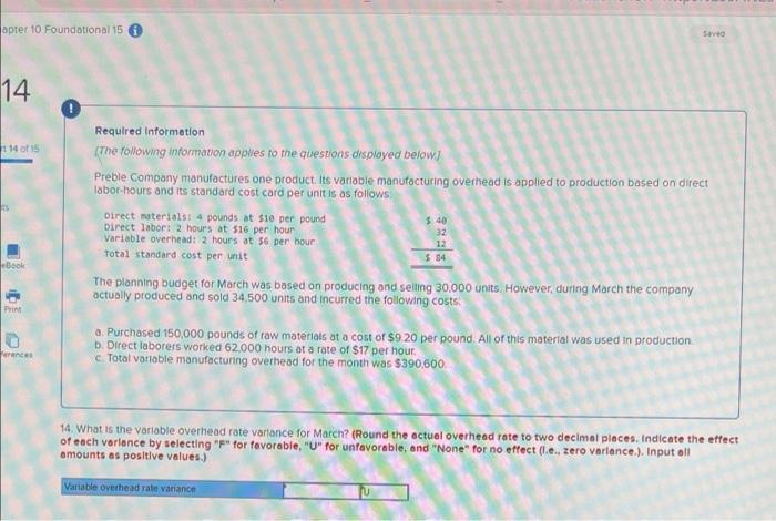 Required Information 15 32 12 The Following Mformation Applies To The Questions Displayed Below Preble Company Manufact 4