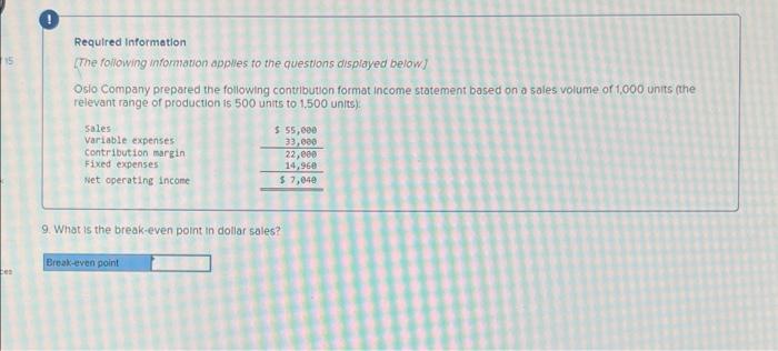Required Information The Following Information Applies To The Questions Displayed Below Oslo Company Prepared The Follo 6