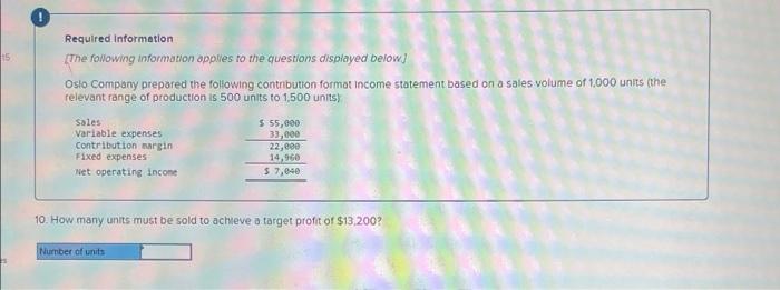 Required Information The Following Information Applies To The Questions Displayed Below Oslo Company Prepared The Follo 7