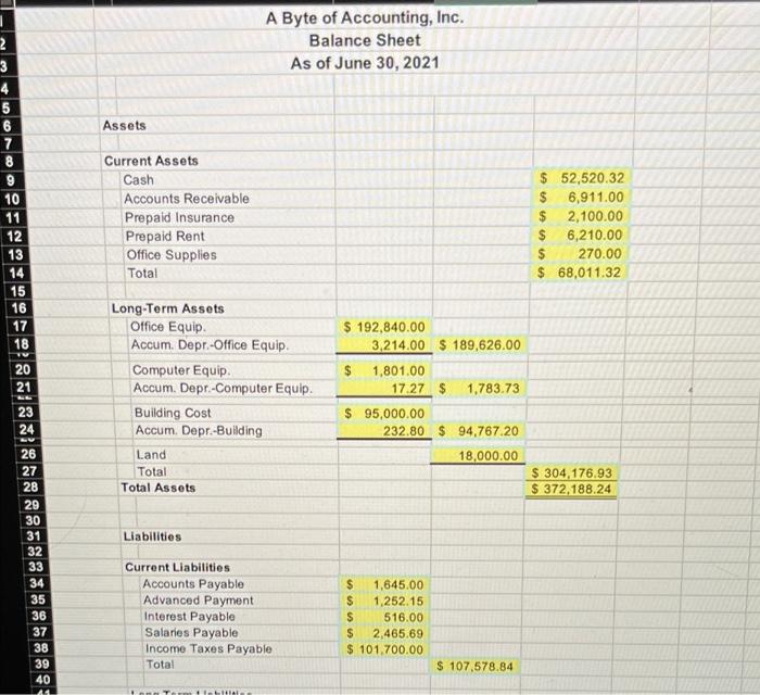 12 A B Number Name 2 1110 Cash 3 1120 Accounts Receivable 1130 Prepaid Insurance 5 1140 Prepaid Rent 6 1150 Office Suppl 24