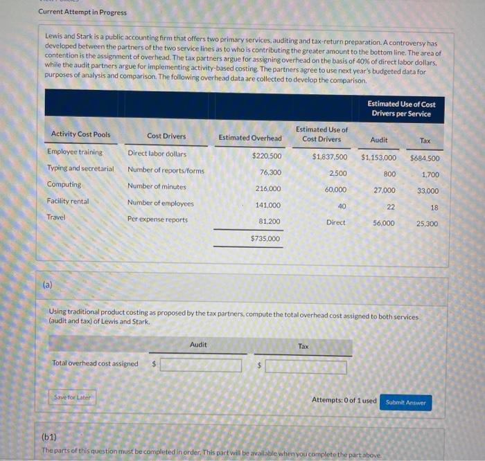 Current Attempt In Progress Lewis And Stark Is A Public Accounting Firm That Offers Two Primary Services Auditing And T 1