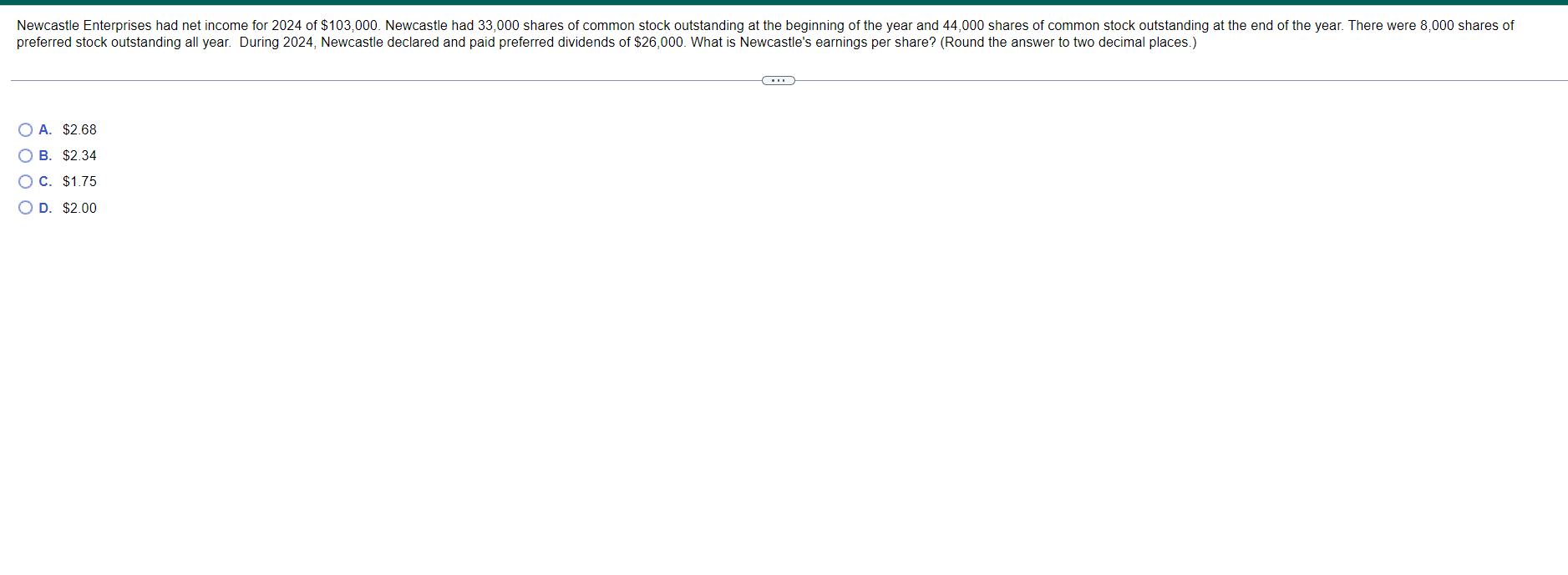 Newcastle Enterprises Had Net Income For 2024 Of 103 000 Newcastle Had 33 000 Shares Of Common Stock Outstanding At Th 1