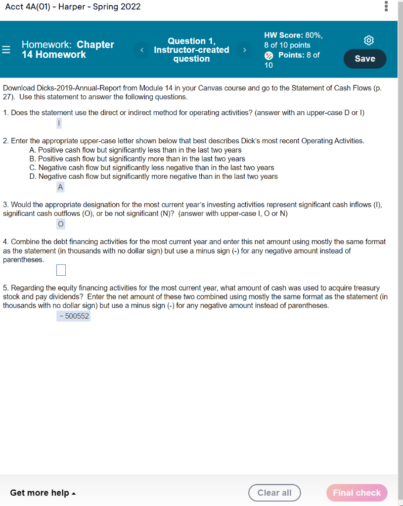 Download Dicks 2019 Annual Report Go To The Statement Of Cash Flows P 27 Use This Statement To Answer The Followin 1