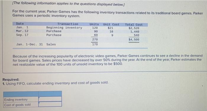 The Following Information Applies To The Questions Displayed Below For The Current Year Parker Games Has The Followi 1