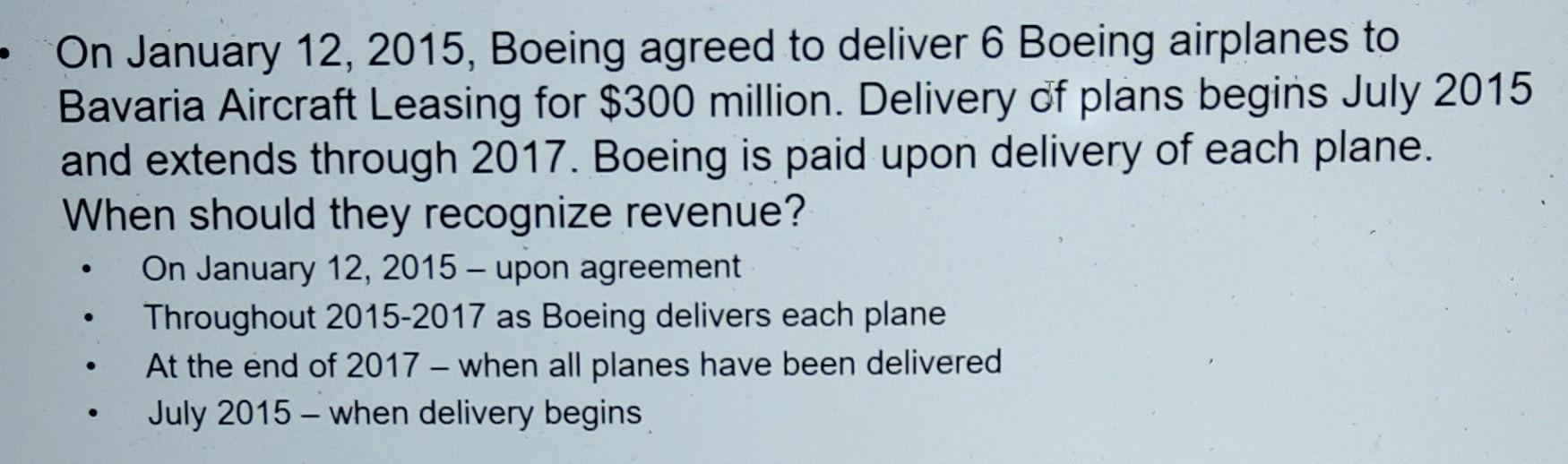 On January 12 2015 Boeing Agreed To Deliver 6 Boeing Airplanes To Bavaria Aircraft Leasing For 300 Million Delivery 1