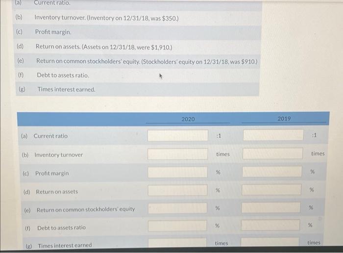 Blossom Company Balance Sheets December 31 2020 2019 Current Assets Cash And Cash Equivalents 330 360 Accounts Receiva 3