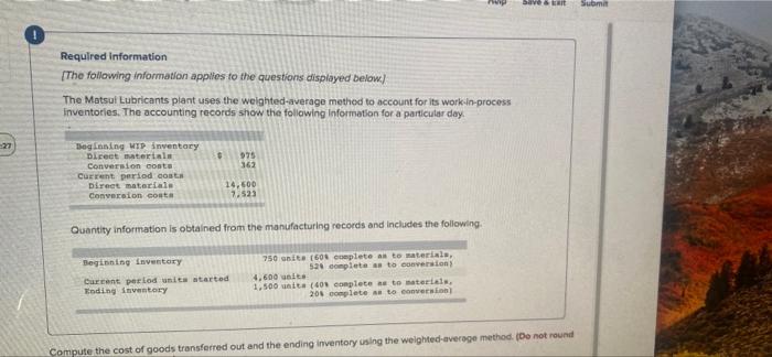 Bave It Submit Required Information The Following Information Applies To The Questions Displayed Below The Matsui Lubr 1