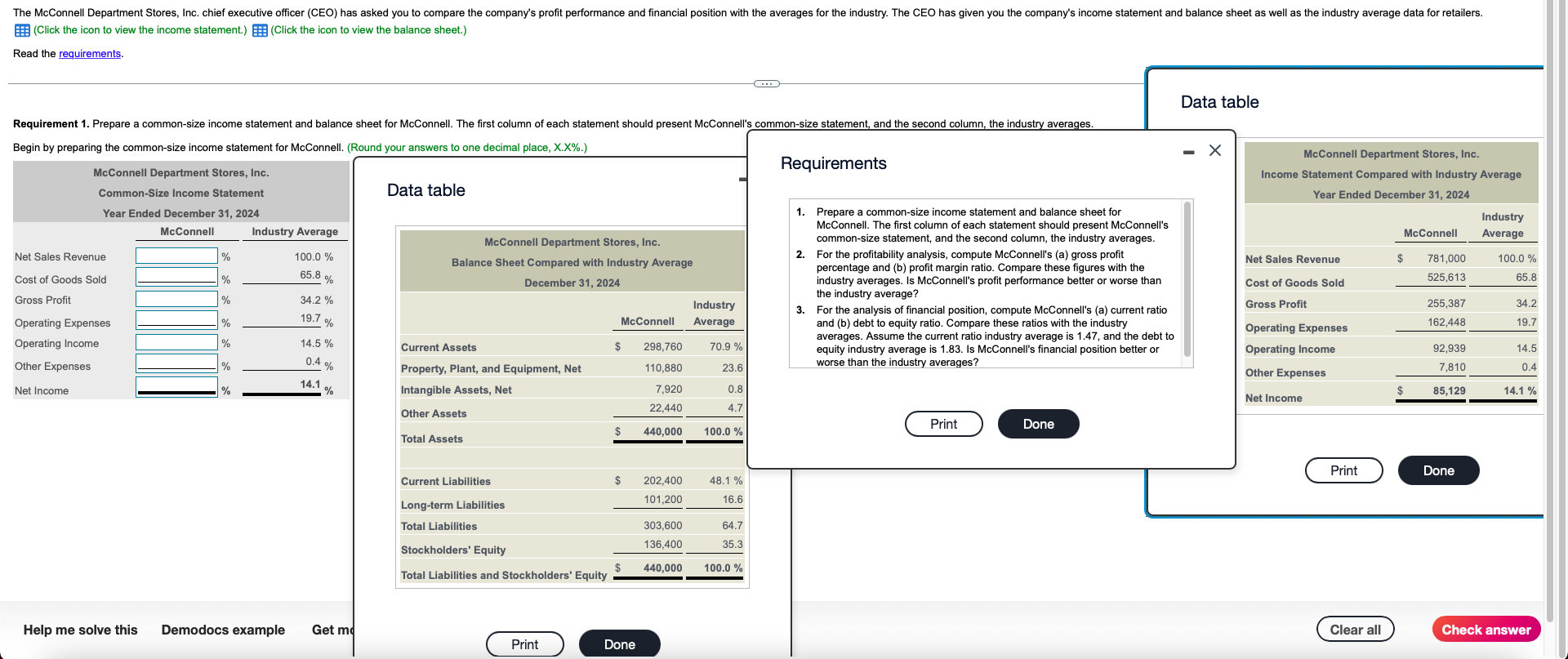 The Mcconnell Department Stores Inc Chief Executive Officer Ceo Has Asked You To Compare The Company S Profit Perfor 1