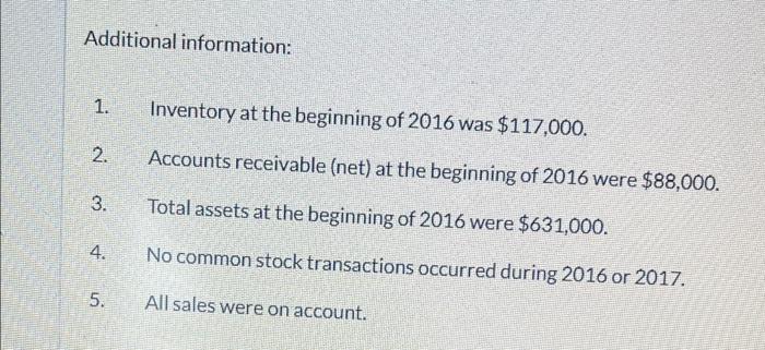 Oriole Company Balance Sheets December 31 Assets 2017 2016 Cash 70 000 69 000 Debt Investments Short Term 51 000 4 4