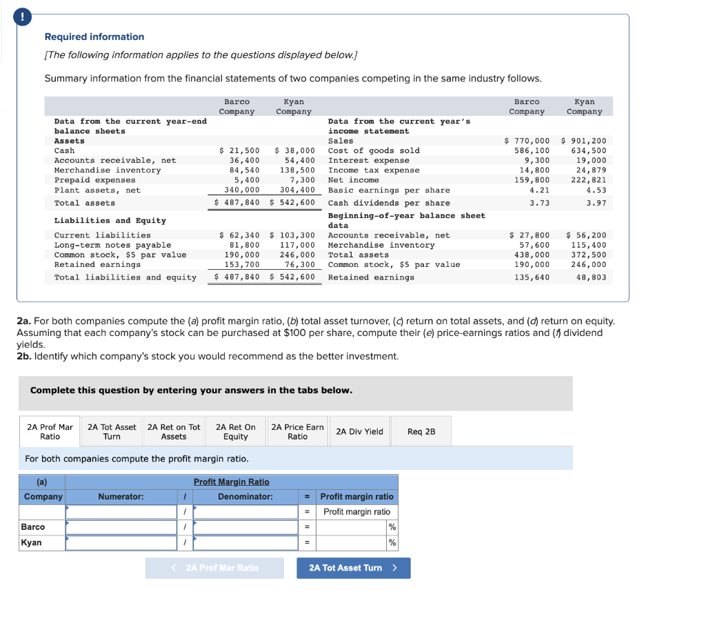 Required Information The Following Information Applies To The Questions Displayed Below Summary Information From The 1