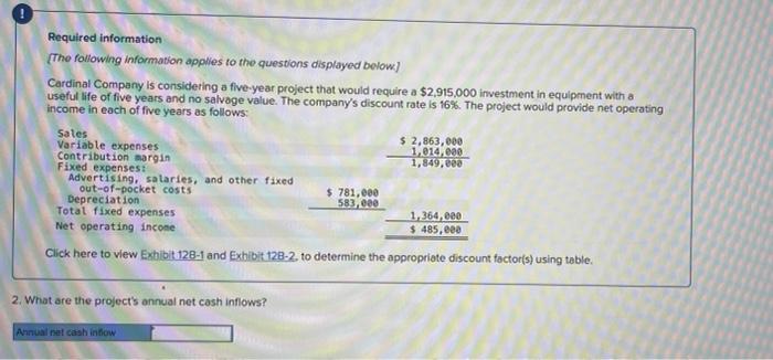 Required Information The Following Information Applies To The Questions Displayed Below Cardinal Company Is Considerin 1