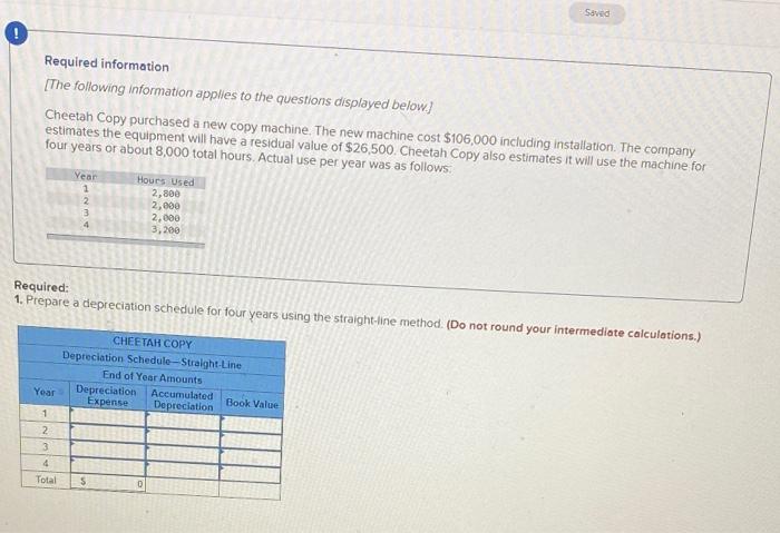 Saved Required Information The Following Information Applies To The Questions Displayed Below Cheetah Copy Purchased A 1