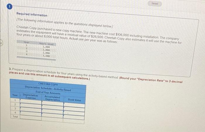 Saved Required Information The Following Information Applies To The Questions Displayed Below Cheetah Copy Purchased A 1