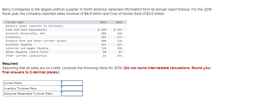 Berry Companies Is The Largest Uniform Supplier In North America Selected Information From Its Annual Report Follows F 1