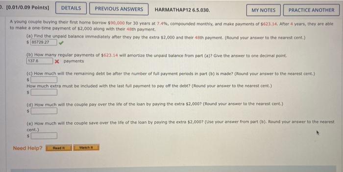 4 5 10 01 0 09 Points Details Previous Answers Harmathap12 6 5 030 My Notes Practice Another A Young Couple Buying Th 1