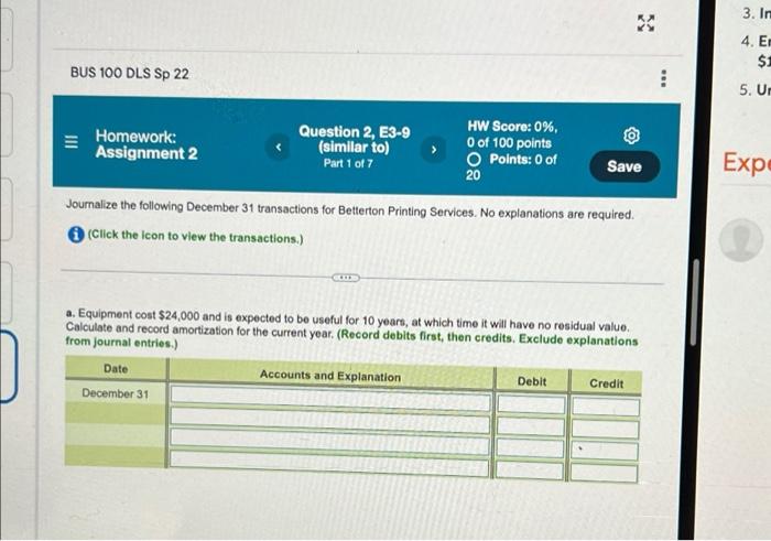 3 In 4 Ei Bus 100 Dls Sp 22 8 5 Ur Homework Assignment 2 Question 2 E3 9 Similar To Part 1 Of 7 Hw Score 0 1