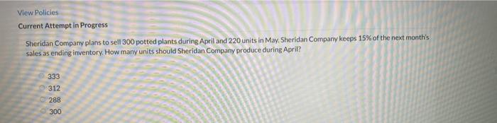 View Policies Current Attempt In Progress Sheridan Company Plans To Sell 300 Potted Plants During April And 220 Units In 1