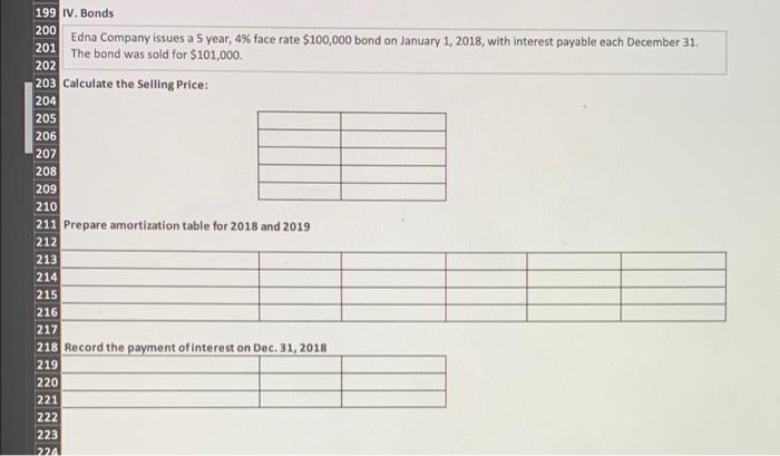 199 Iv Bonds 200 Edna Company Issues A 5 Year 4 Face Rate 100 000 Bond On January 1 2018 With Interest Payable Eac 1