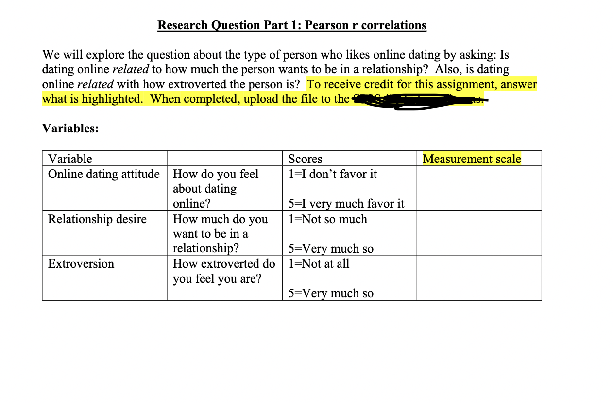 Research Question Part 1 Pearson R Correlations We Will Explore The Question About The Type Of Person Who Likes Online 1