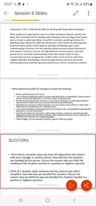 10 07 The 88 F Session 8 Slides Assignment 1 Part 2 200 Words Skills For Dealing With Disgruntled Employees Most Pe 1