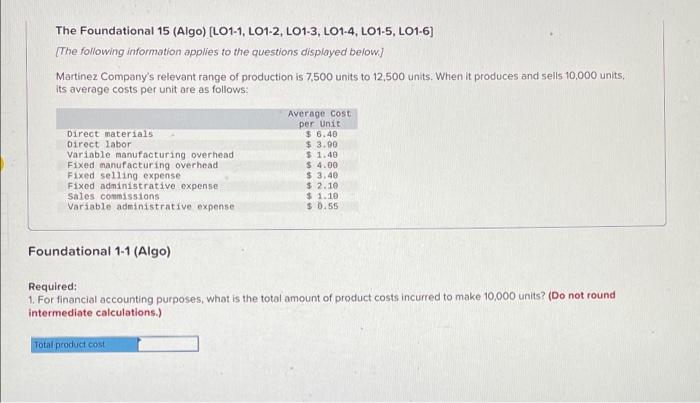 The Foundational 15 Algo L01 1 L01 2 Lo1 3 L01 4 L01 5 Lo1 6 The Following Information Applies To The Questions 1