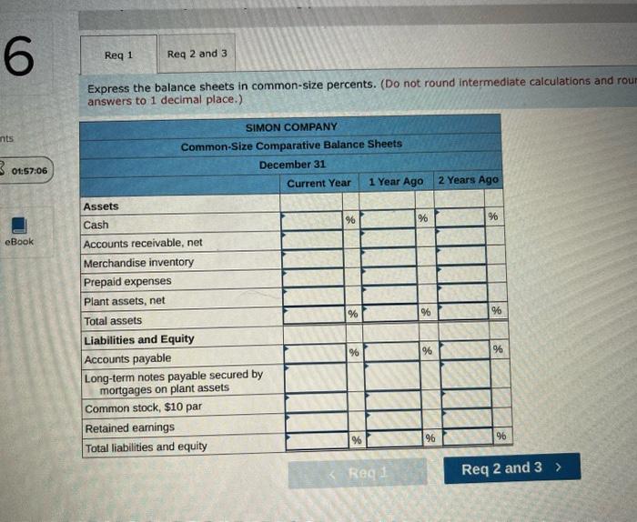 Simon Company S Year End Balance Sheets Follow 6 Current Yr 1 Yr Ago 2 Yrs Ago 10 Points 33 498 38 756 40 371 99 2