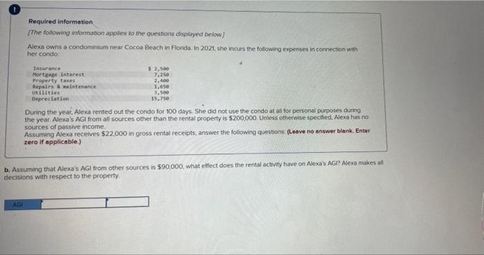 Required Information The Following Information Applies To The Questions Displayed Below Alexa Owns A Condominium Near C 2