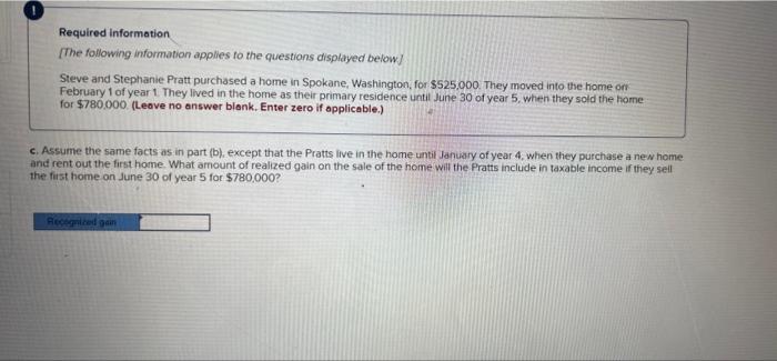 Required Information The Following Information Applies To The Questions Displayed Below Steve And Stephanie Pratt Purch 3