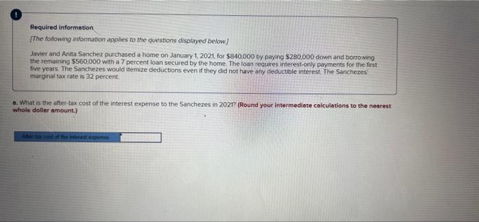 Required Information The Following Information Applies To The Questions Displayed Below Javier And Anita Sanchez Purcha 1