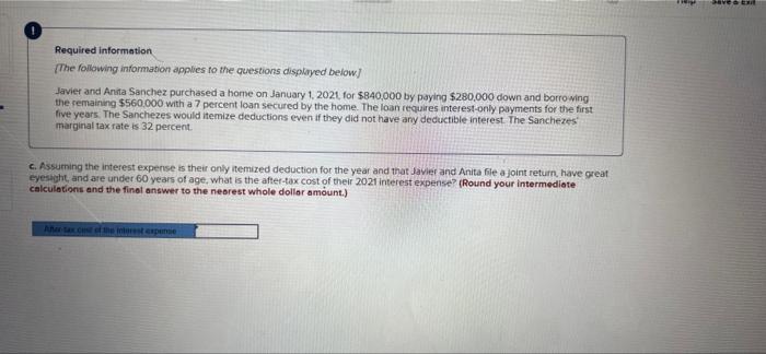 Required Information The Following Information Applies To The Questions Displayed Below Javier And Anita Sanchez Purcha 3