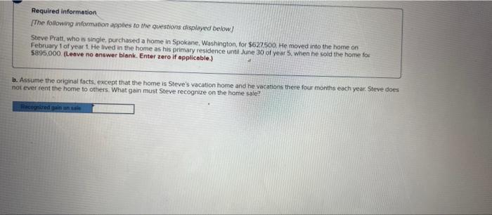 Required Information The Following Information Applies To The Questions Displayed Below Steve Pratt Who Is Single Pu 2