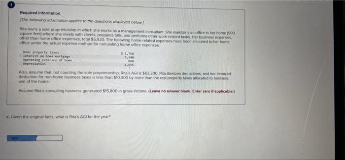 Required Information The Following Information Applies To The Questions Displayed Below Ria Owns A Sole Proprietorship 2