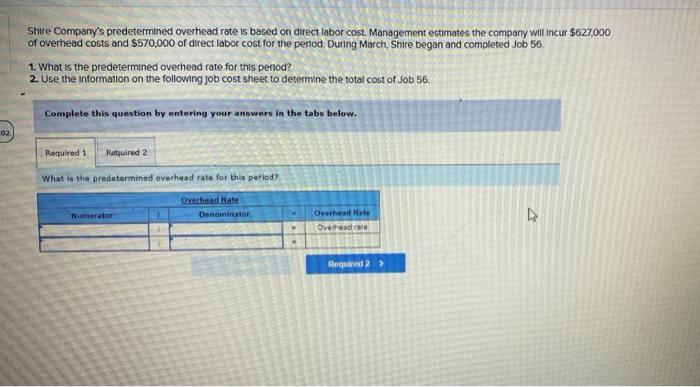 Shtre Company S Predetermined Overhead Rate Is Based On Direct Labor Cost Management Estimates The Company Will Incur 1