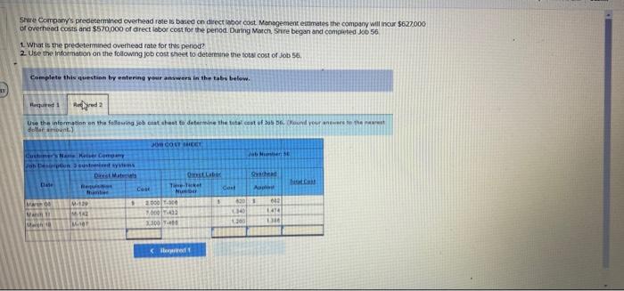 Shtre Company S Predetermined Overhead Rate Is Based On Direct Labor Cost Management Estimates The Company Will Incur 2