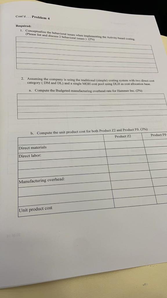 Cont D Problem 4 Required 1 Conceptualize The Behavioral Issues When Implementing The Acts Contine Please List And Di 1