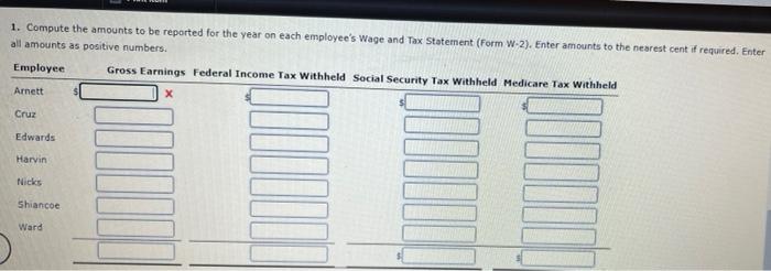 Wage And Tax Statement Data On Employer Fica Tox Ehrlich Co Began Business On January 2 Salanes Were Paid To Employees 2