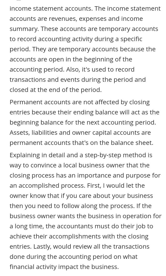 Income Statement Accounts The Income Statement Accounts Are Revenues Expenses And Income Summary These Accounts Are T 1