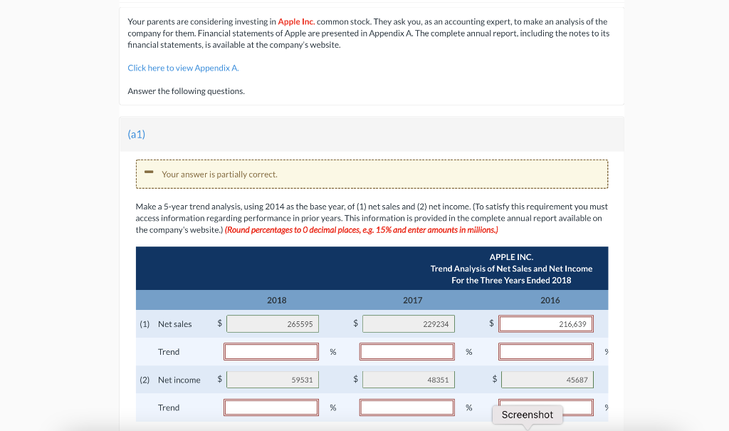 Your Parents Are Considering Investing In Apple Inc Common Stock They Ask You As An Accounting Expert To Make An Ana 1