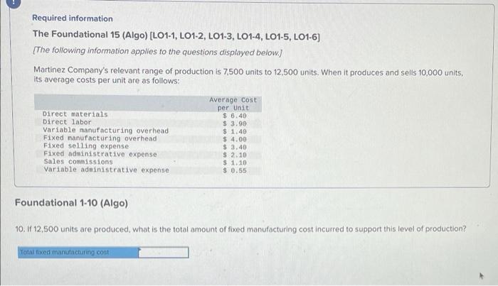 Required Information The Foundational 15 Algo L01 1 L01 2 L01 3 L01 4 L01 5 L01 6 The Following Information Ap 5
