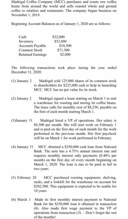 1 Prepare The Journal Entries For Each Transaction Shown For Transactions That Could Occur Monthly Such As Depreciatio 2