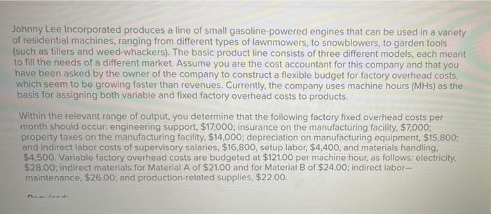 Johnny Lee Incorporated Produces A Line Of Small Gasoline Powered Engines That Can Be Used In A Variety Of Residential M 1
