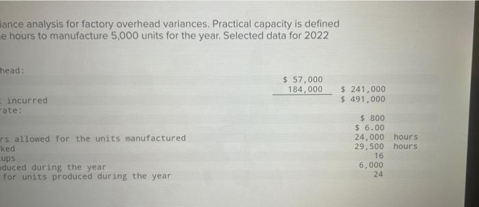Alden Company Uses A Three Variance Analysis For Factory Overhead Variances Practical Capacity Is Defined As 20 Setups 2