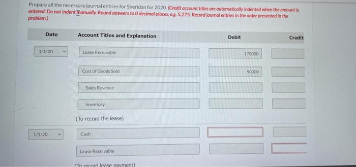 On January 1 2020 Sheridan Company Leased Equipment To Flynn Corporation The Following Information Pertains To This L 3