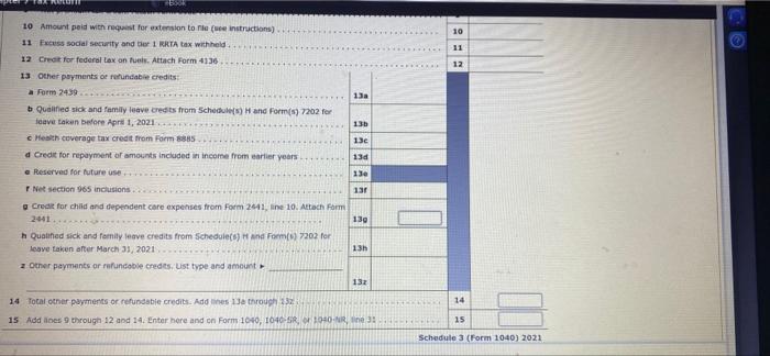 C 10 12 13a 13 13e 10 Amount Paid With Ret For Extension To Nie Instructions 11 Fuss Social Security And The Irrta Tax 1
